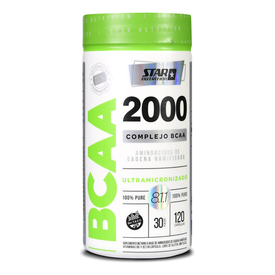 Bcaa 2000 X 120 Caps Star Nutrition Aminoácidos Ramificados Sin sabor