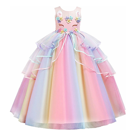Vestido Unicornio Niña Bebe De Princesas Cumpleaños Disfraz