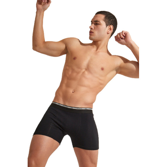 Pack 3 Boxer G3 Pierna Larga Algodon Lycra Liso Hombre 3300