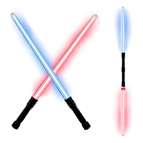 2 Juguetes Star Wars Espada Laser Retractil Jedi  Luz Rgb 