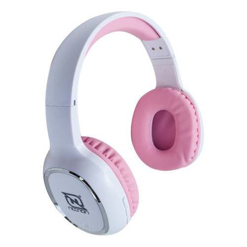 Audifonos Diadema Bluetooth Manos Libres Recargable Necnon Audio Porfesional Color Blanco/Rosa