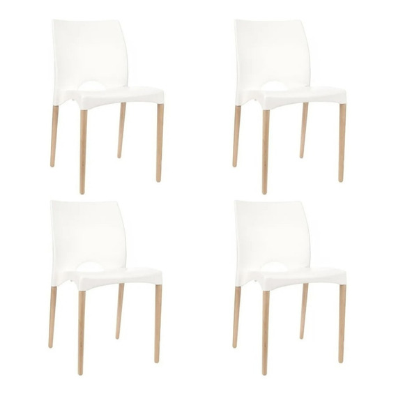 Sillas Cannes Nordicas Patas De Madera X4 Gardenlife Cantidad de sillas por set 4 Color de la estructura de la silla Blanco