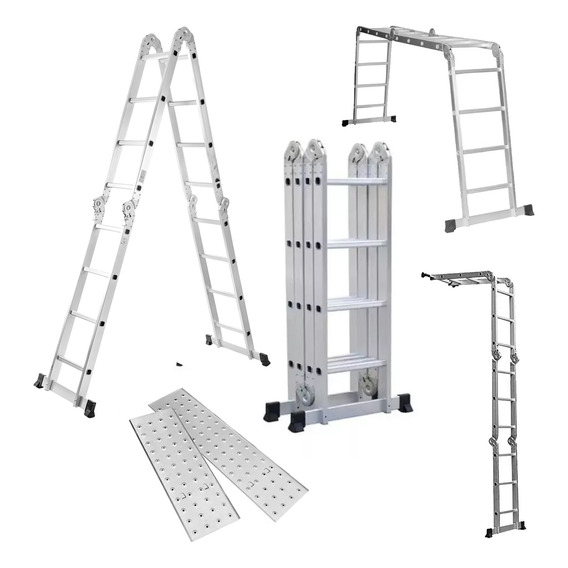 Escalera Multiposiciones De Aluminio 4.5m 16 Pasos Plegable