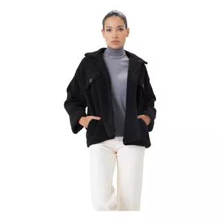 Campera Mujer Estilo Camisaco De Corderito Sherpa Forrado