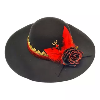 Chapeu Pomba Gira Super Luxo Vermelho + Saco Transporte 