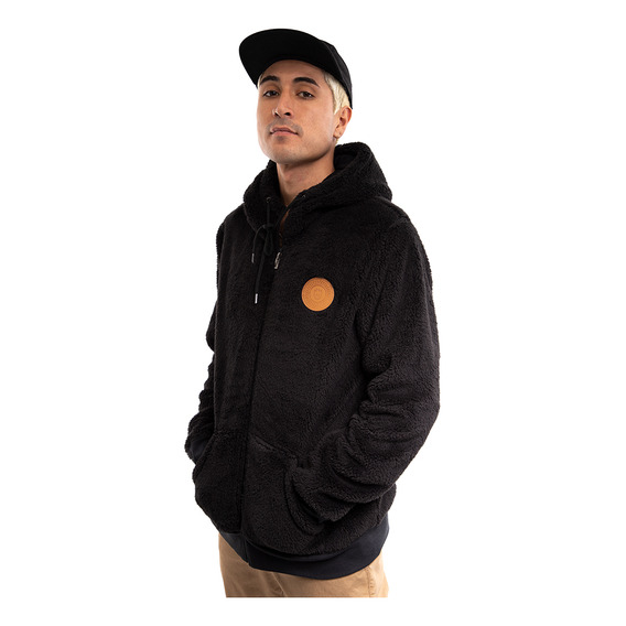 Polerón Sherpa Hoodie De Hombre Spitfire Full Zip Negro