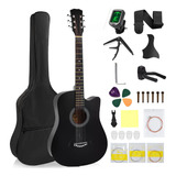 Guitarra Acústica Clasica 38 Inch Con Funda Y Accesorios,focomylord Fg810 Paquete Para Principiantes Guitarra Diestros Con Bolsa,cuerdas Extra,capo,afinador Digital,alma,negro Matte