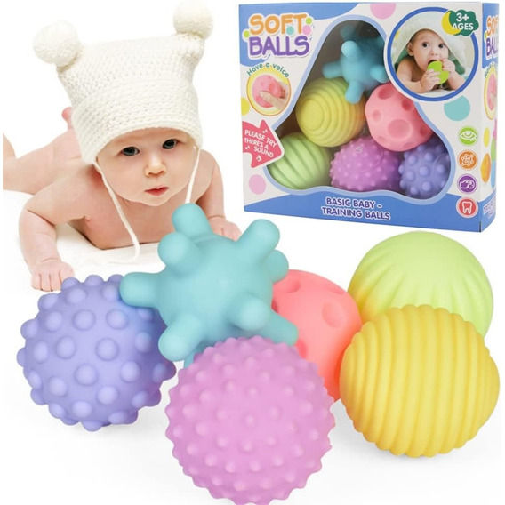 Soft Balls 6 Pelotas Sensoriales Texturizadas Para Bebes