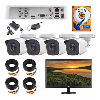 Kit Video Vigilancia 4 Cámaras Hd 720 Con Monitor 16'' 1tb