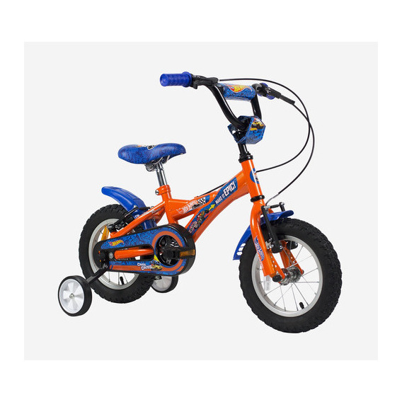 Bicicleta Rodado 12 Hotwheels Para Nene Rayos Metalicos Color Azul