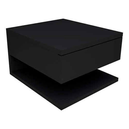 Mesa De Luz Flotante Con Cajon Estilo Nordica Color Negro Muebles Web