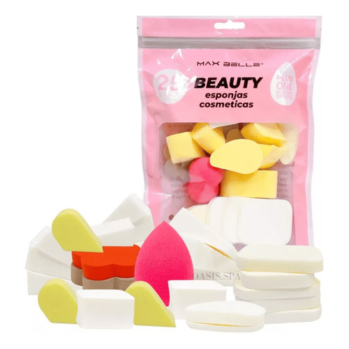 Esponjas Cosmeticas Beauty 25u Maxbelle Color Muticolor