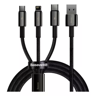 Cable Baseus 3 En 1 Conector Usb A ( Lightning / Usb C / Micro Usb ) Carga Rapida 3.5a De 1.5 Metros