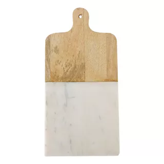 Tabla Con Mango Mármol Blanco Madera 37x16 Cm Picada Cocina