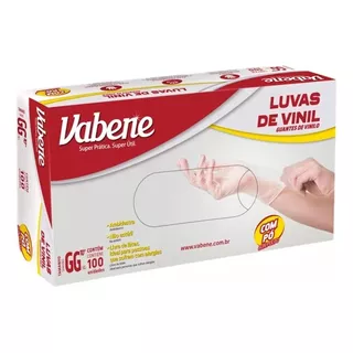 Luvas Descartáveis Vabene Cor Transparente Tamanho  Gg De Vinil Com Pó X 100 Unidades 