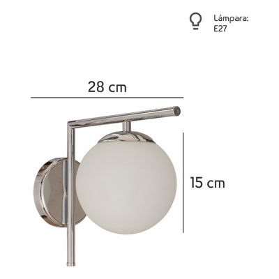 Aplique World Cromado Apto Led Pared Deco Globo Opal 15cm
