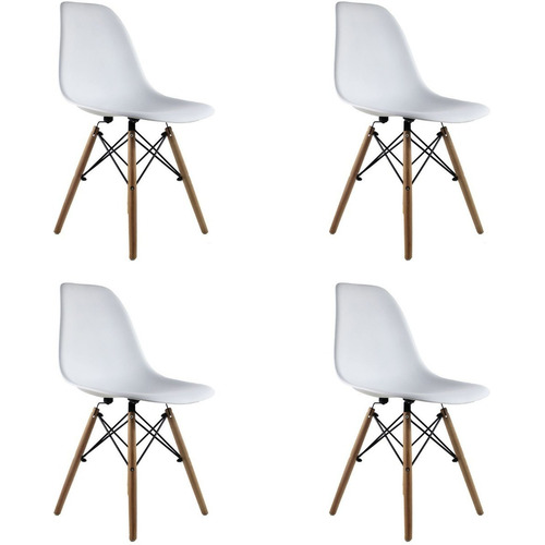 Set 4 Sillas Eames Mundo In Oslo Para Comedor Color de la estructura de la silla Blanco Color del asiento Blanco