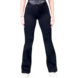 Mohicano Jeans Modelo 3275 Flare Negro Diseño Print Push Up