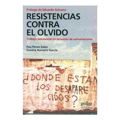 RESISTENCIAS CONTRA EL OLVIDO, de Pau Perez-Sales. Editorial Gedisa, tapa blanda, edición 1 en español, 2008