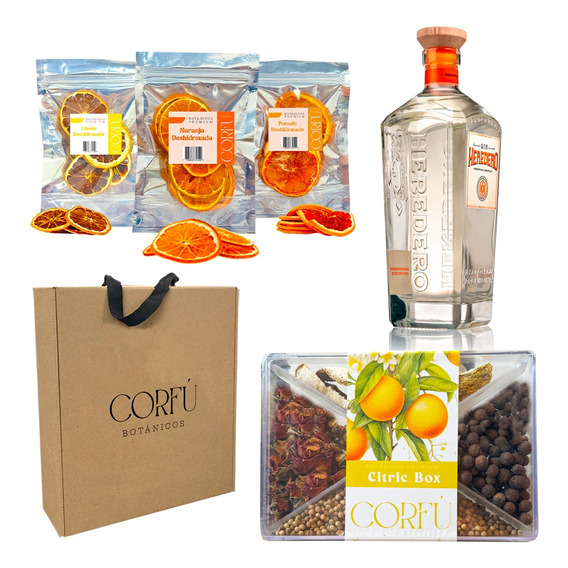 Kit Regalo Gin Botanicos Corfu + Heredero Gin + Citricos