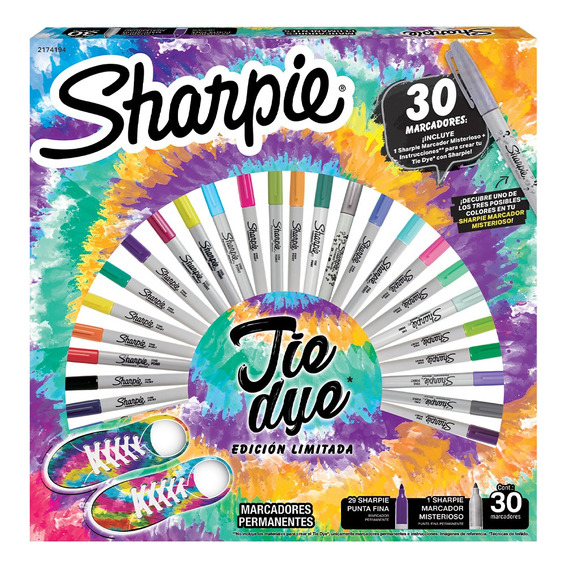 Ruleta Caja 30 Marcadores Tie Dye Sharpie Punta Fina