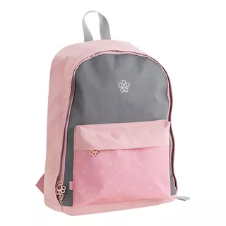 Mochila Escolar Urbana Lisa Combinada De Espalda Brw Color Gris Y Rosa