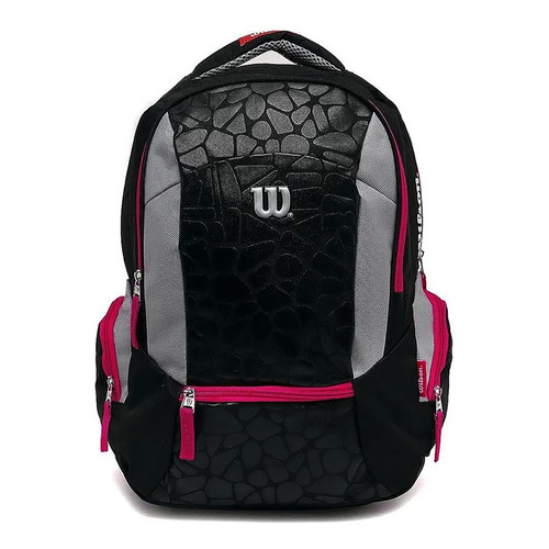 Mochila Deportiva Wilson Morral Casual Patrón Lineal Bolso Color Gris