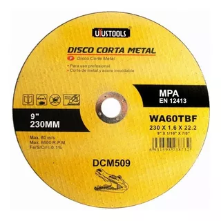 Discode Corte Uyustools Dcm509 230mm X  1.6mm Color Amarillo