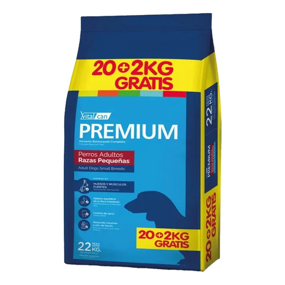 Vitalcan Premium Perro Adulto Raza Pequeña 20 + 2 Kg (22 Kg)