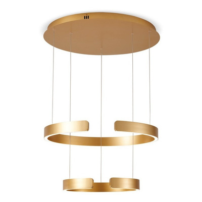 Colgante Led Toluca Doble Dorado 80w Aluminio Moderno