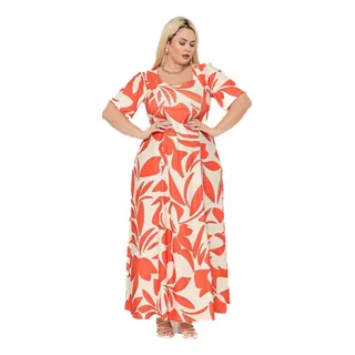 Vestido Longo Plus Size Roupa Feminina Manga Curta Cod525