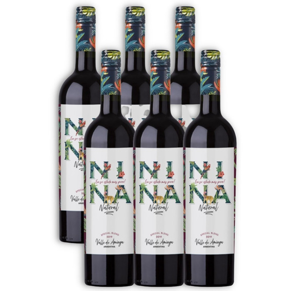 Vino Tinto Nina Natural En Su Estado Más Puro! Caja X6 750ml