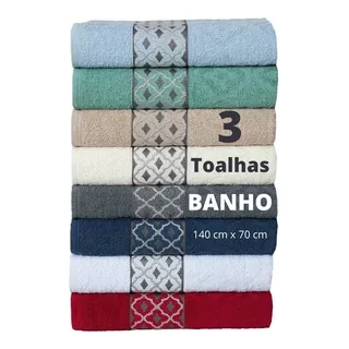 Jogo C/3 Toalhas De Banho Jacquard-dubai-cor Variada