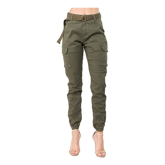 Pantalones Jogger Cargo Solid Co De Cintura Alta For Mujer .