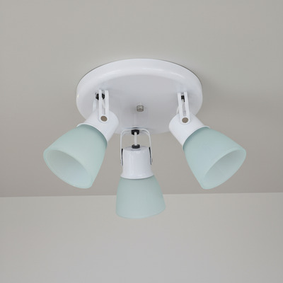 Plafon Spot 3 Luces Circular Con Tulipa Satinada