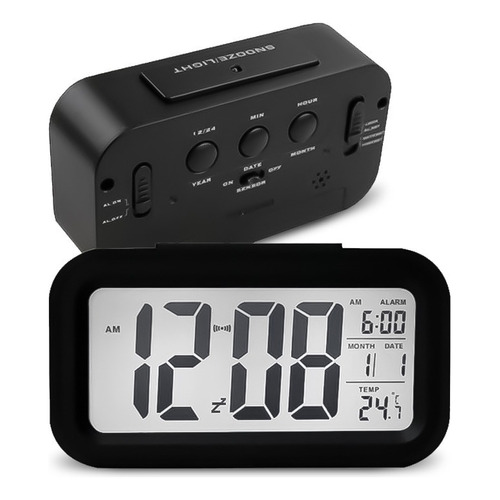 Reloj de mesa  despertador  LCD Smart Optical  color negro 