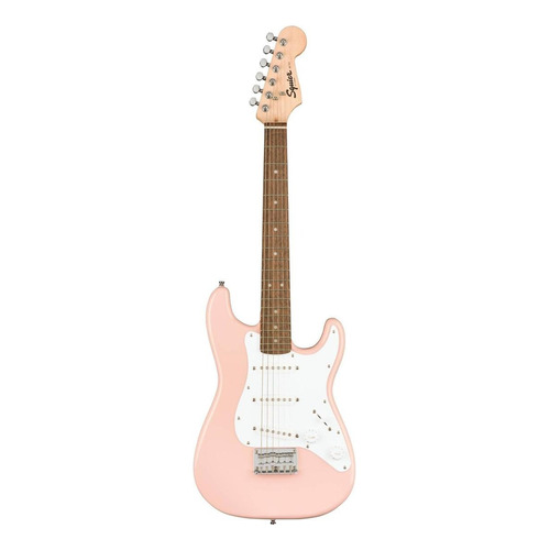 Guitarra eléctrica infantil Squier by Fender Mini stratocaster de álamo shell pink brillante con diapasón de laurel indio