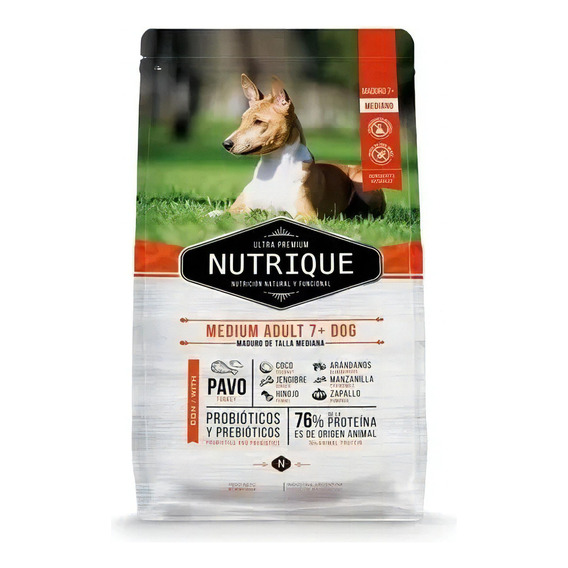 Alimento Perro Nutrique Senior (+7) Raza Mediana 3kg Pavo Tm
