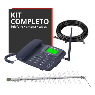 Kit Telefone Rural 3g 4g Wifi 2 Chip Antena Cabo 15 Metros 