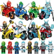 Set 8 Figuras Ninjago + 8 Motos Compatible Lego 