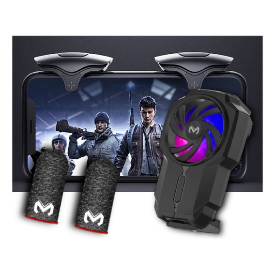 Ventilador Gamer + Gatillos Para Celular + Dedales