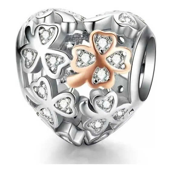 Hermoso Dije Charm Corazon De Zirconia Y Plata .925