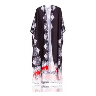 Kimono Tapado Con Estampado .- Largo.-