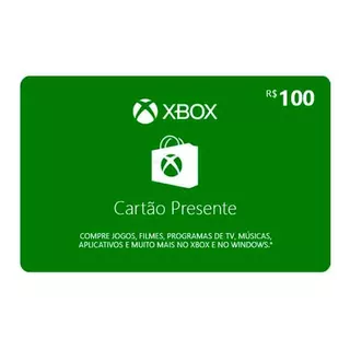 Cartão Xbox Microsoft Gift Card Brasil Br R$ 100 Reais