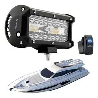 Farol Auxiliar Milha Offroad Led V120 Barco Lancha + Botão