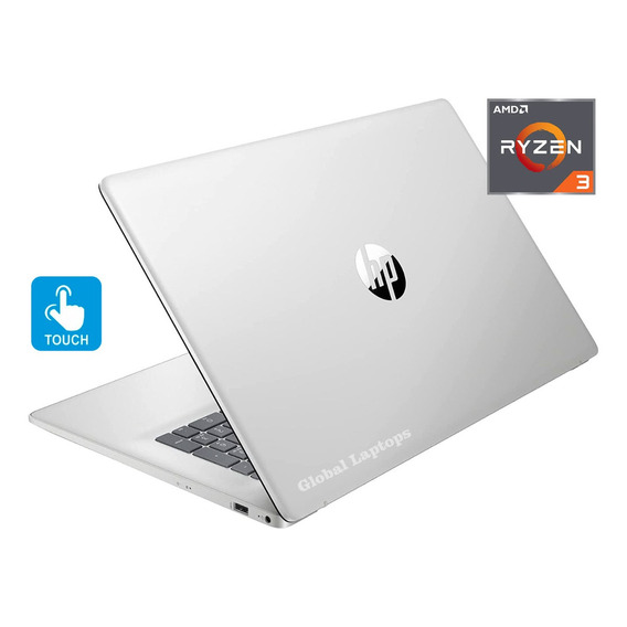 Laptop  HP Laptop CP35 plateada táctil 17.3", AMD Ryzen 3 7320U  8GB de RAM 512GB SSD, AMD Radeon Graphics 1600x900px Windows 11 Pro