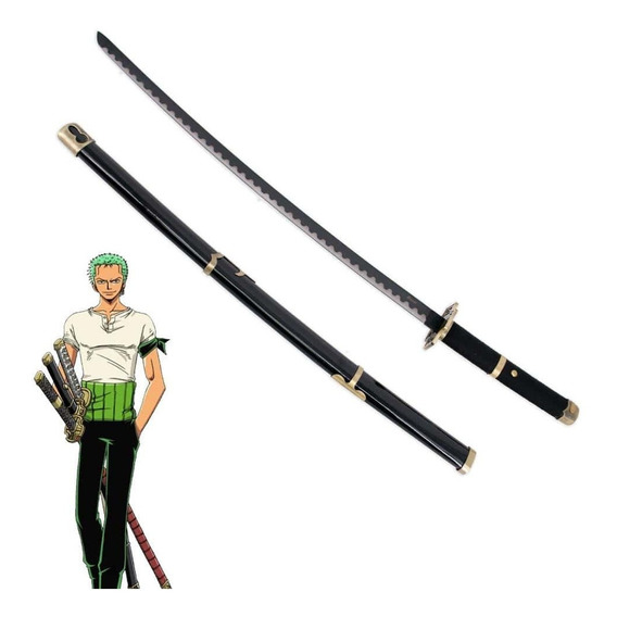 Katana Negra Acero Zoro Yubashiri Onepiece Espada Ornamental