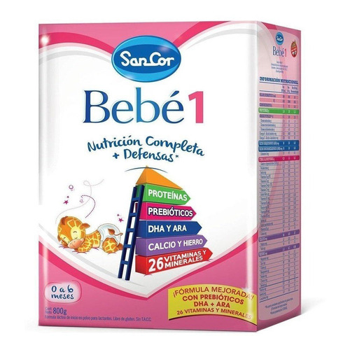 Leche de fórmula en polvo sin TACC Mead Johnson SanCor Bebé 1 en caja de 6 de 800g - 0  a 6 meses