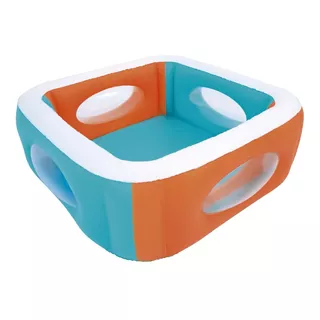 Pileta Inflable Cuadrada Bestway 51132 De 168cm X 168cm X 56cm 565l Naranja Y Azul Y Blanca