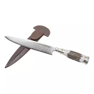 Cuchillo Dagger Patagonia Acero Damasco + Vg10 Ciervo/alpaca